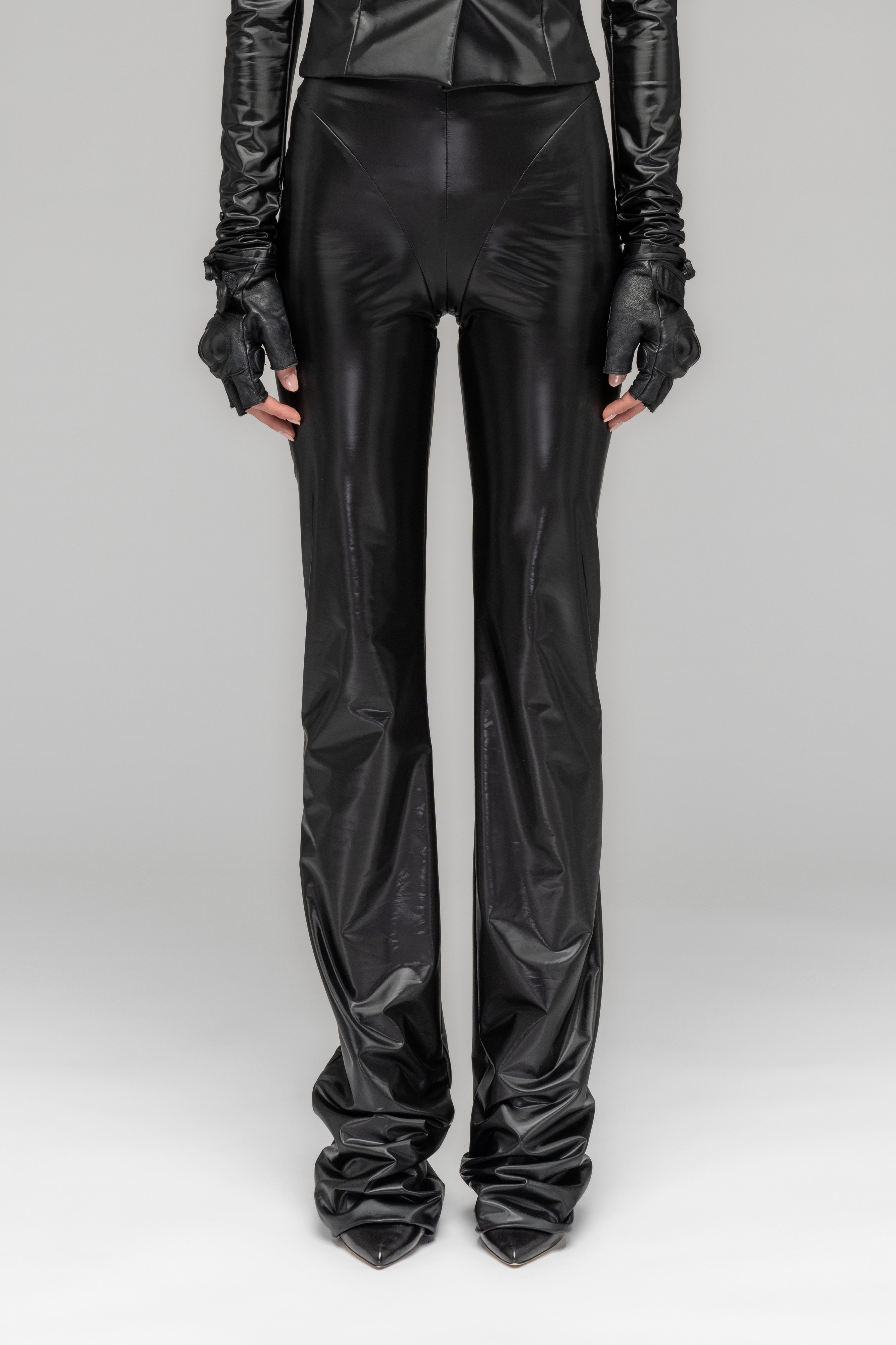 "TRAPEZE" WOVEN STRETCH SUIT TROUSERS IN LUSTER