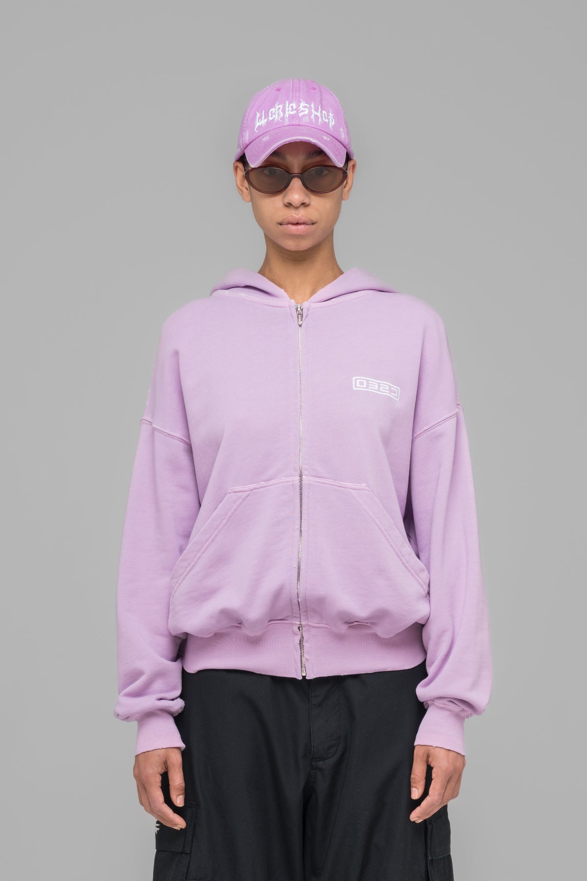 "ROUTINE" ZIP HOODIE FADED PINK