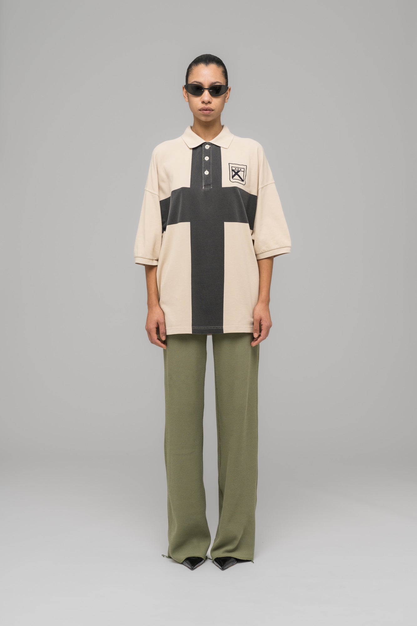 "FAINTING CROSS" OVERSIZED POLO SHIRT