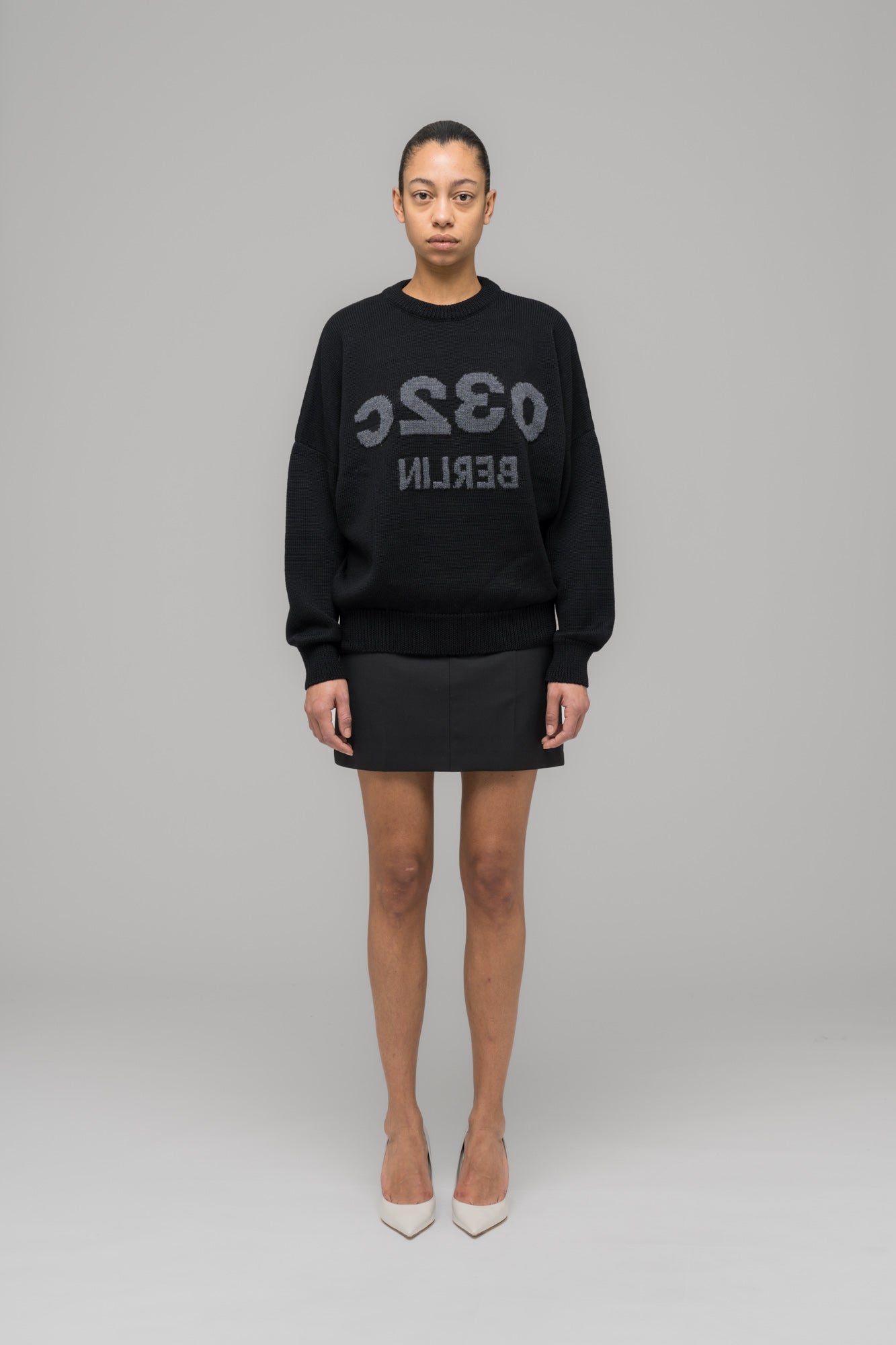 "SELFIE" SWEATER BLACK/BLACK MELANGE