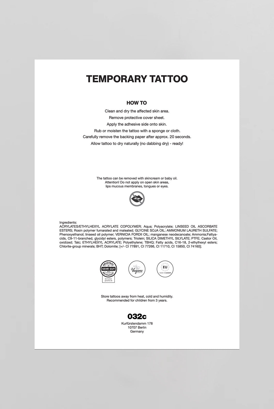 032c TEMPORARY TATTOO