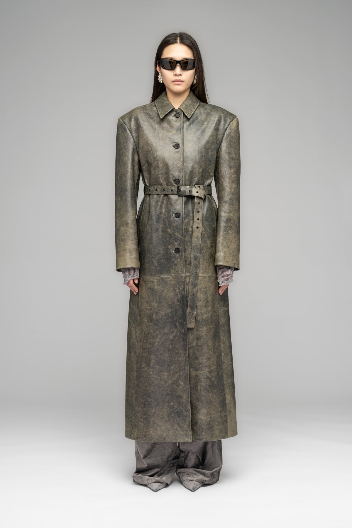 "STONECUTTER" EXTRA LONG LEATHER COAT