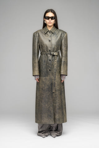 "STONECUTTER" EXTRA LONG LEATHER COAT