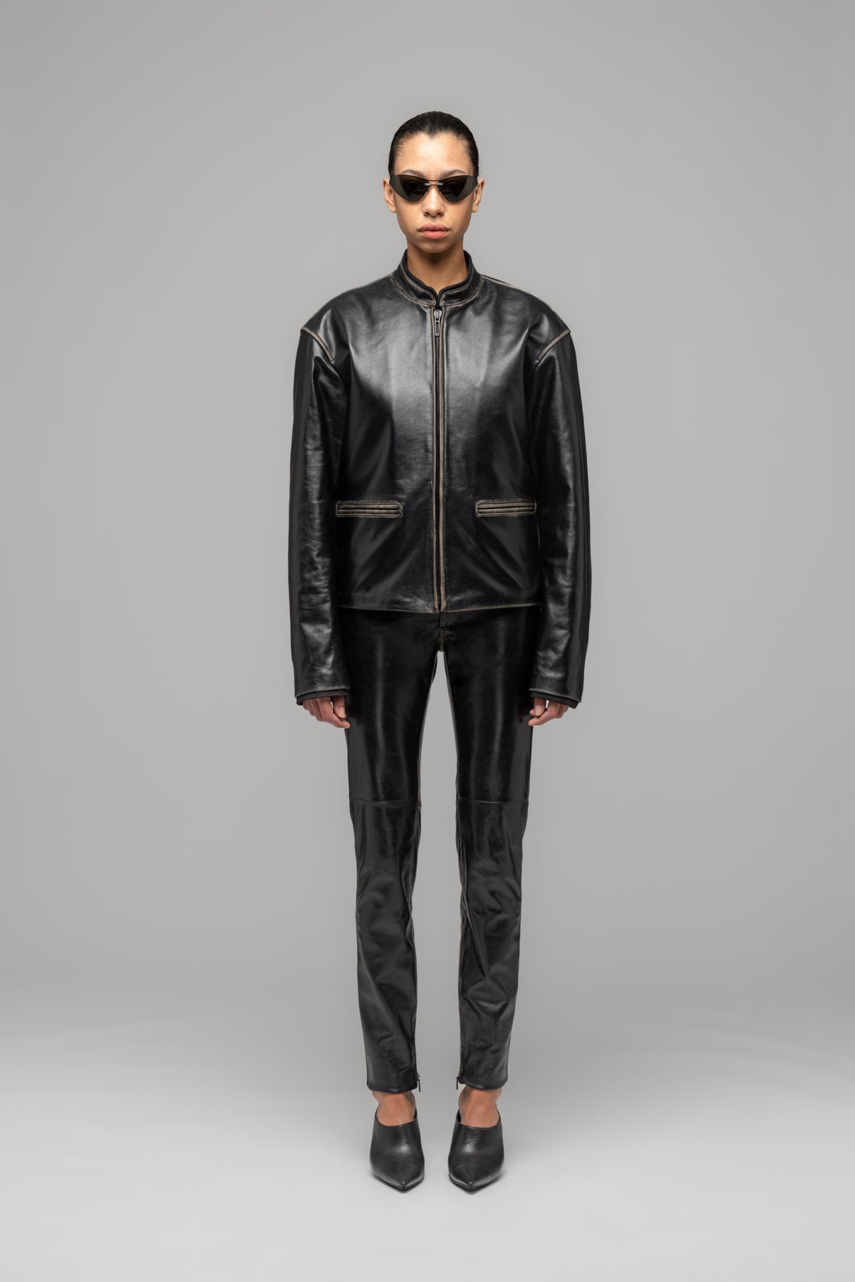 "UMA" LEATHER BIKER JACKET