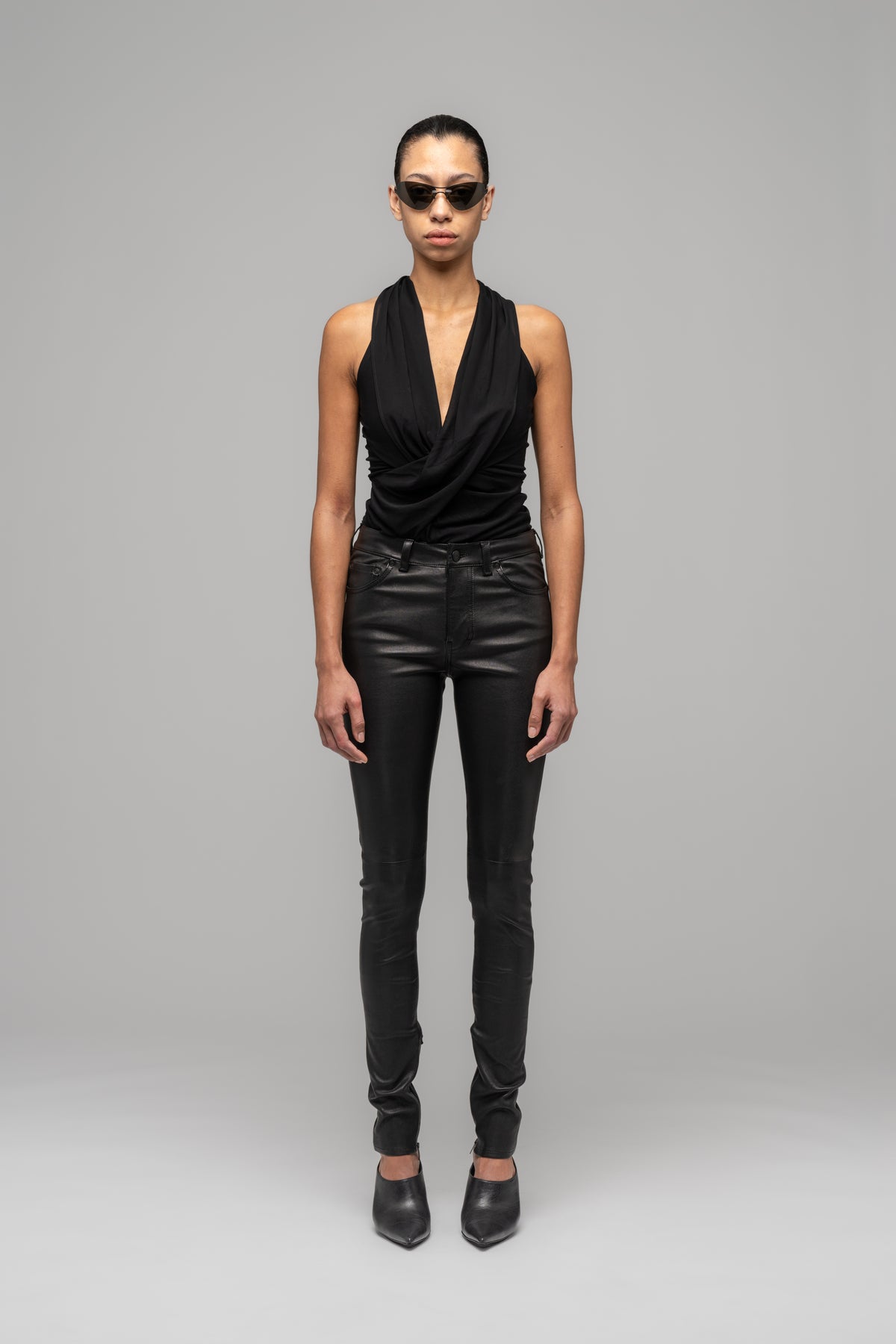 SKINNY LEATHER STRETCH TROUSERS