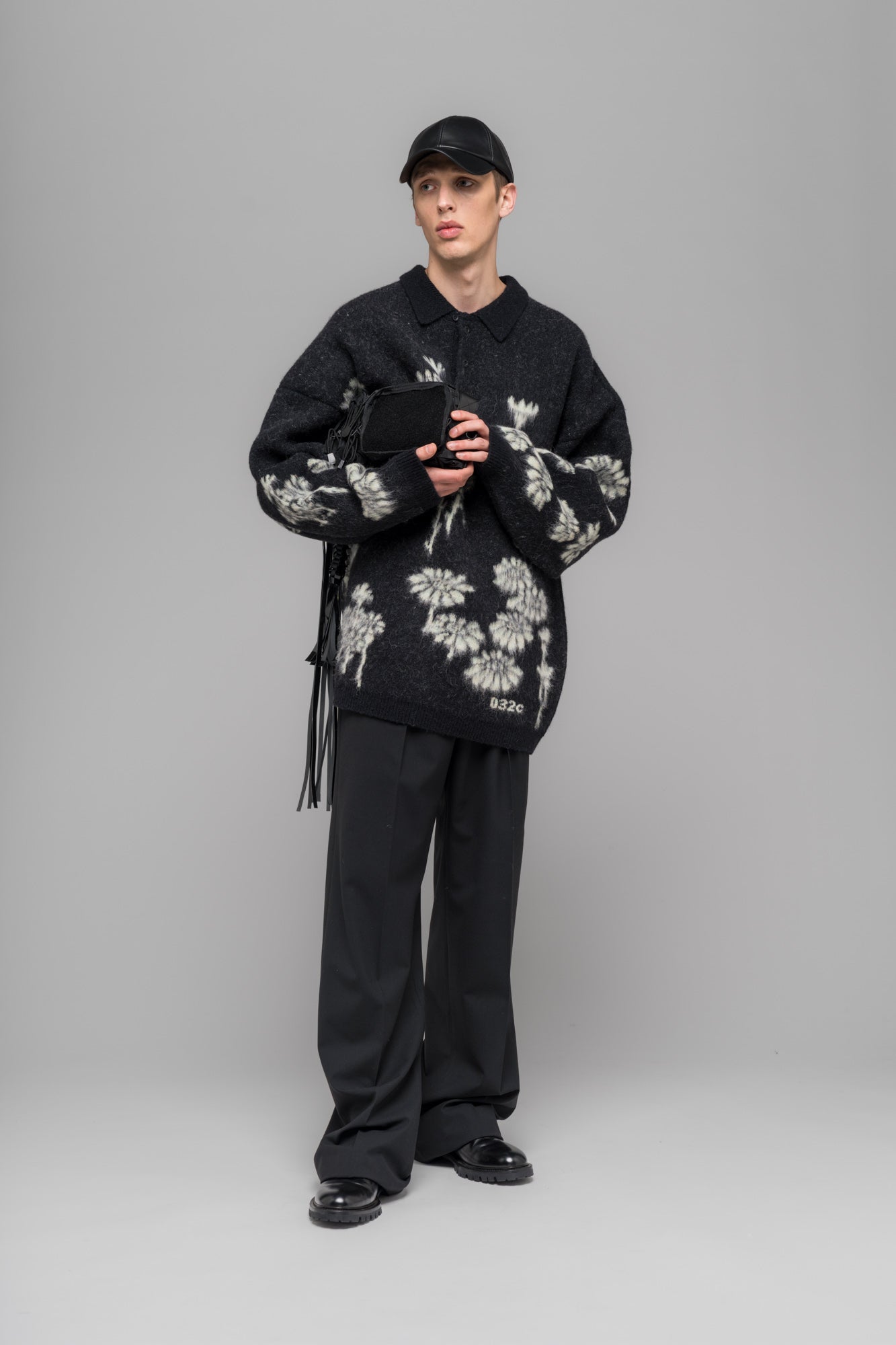 "MELTING DAISIES" KNIT LS POLO SHIRT