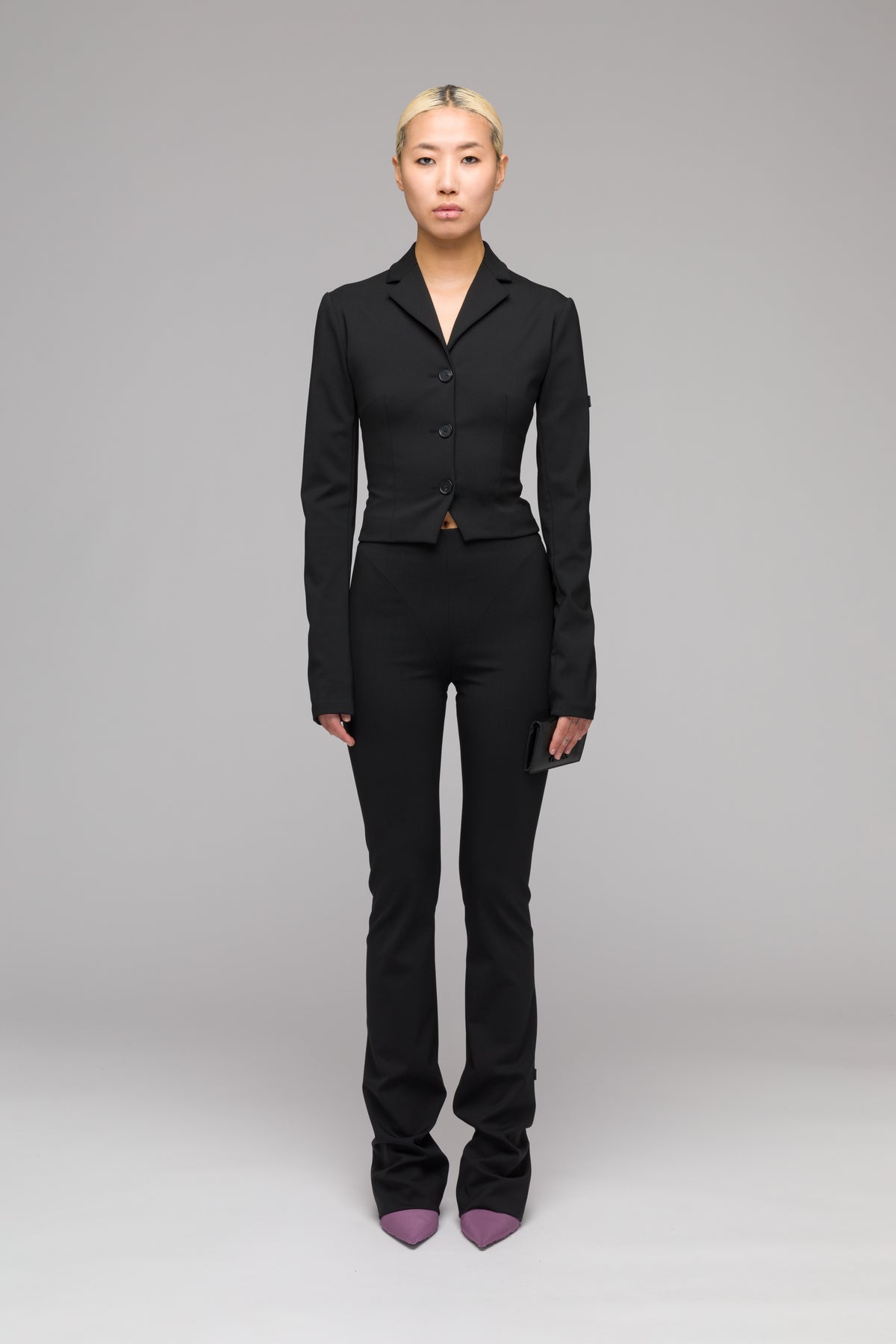 'TRAPEZE' STRETCH SUITING WOOL TROUSERS